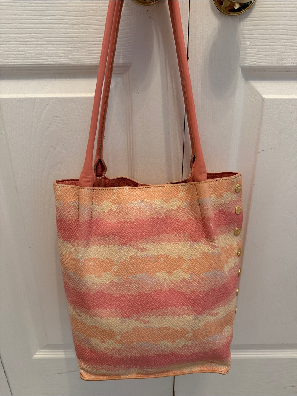 Hammitt Coral, Peach & Cream Patterned Shoulder Tote